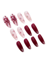 DoDo Lady Fashion Nail Art Press-On Set - 12Pcs - Berry Swirl