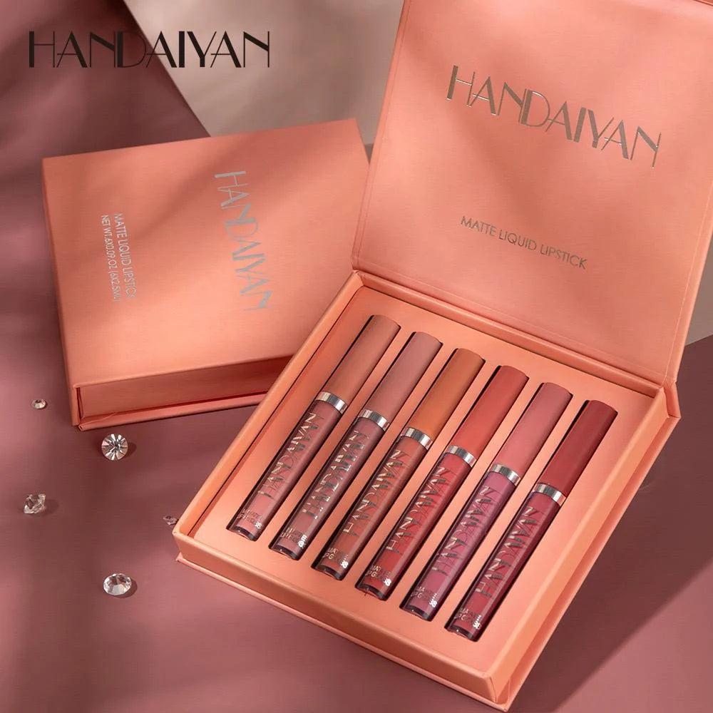 Handaiyan 6-Piece Matte Liquid Lipstick Multicolour - Nude