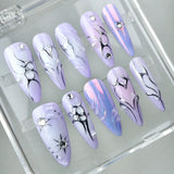 DoDo Lady Nail Art Fashion Press On Nails Set - 12Pcs - Lilac Chrome