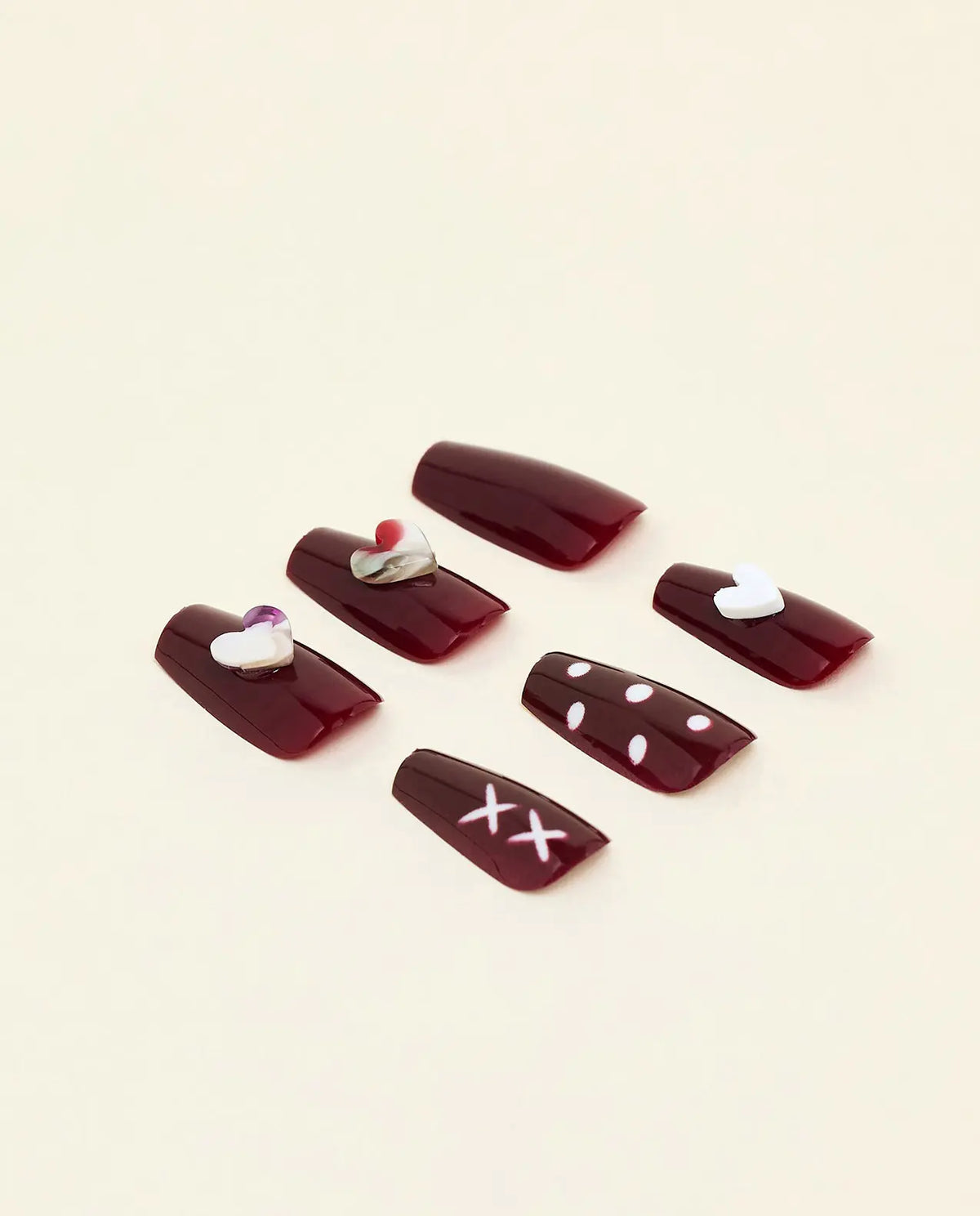 DoDo Lady Zhijian Romantic Press On Nails Set - 12Pcs - Dark Plum