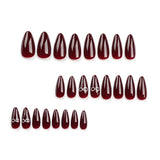 DoDo Lady Zhijian Romantic Press On Nails Set - 12Pcs - Deep Wine