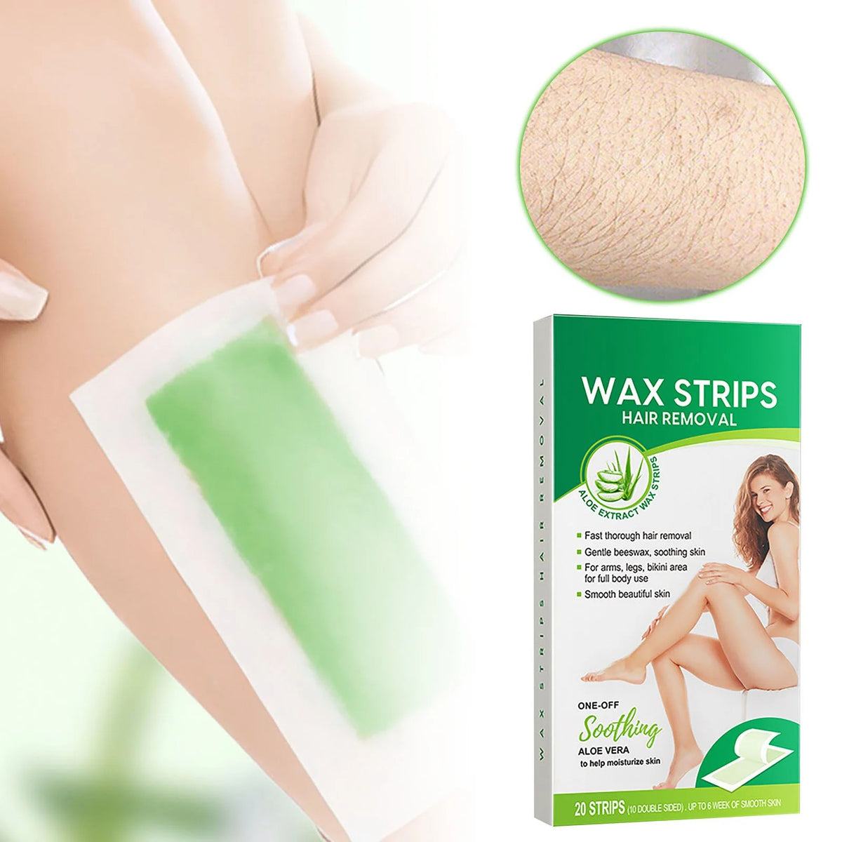 Maliao Wax Strips Extracts Full Body - 10 Strips - Aloevera