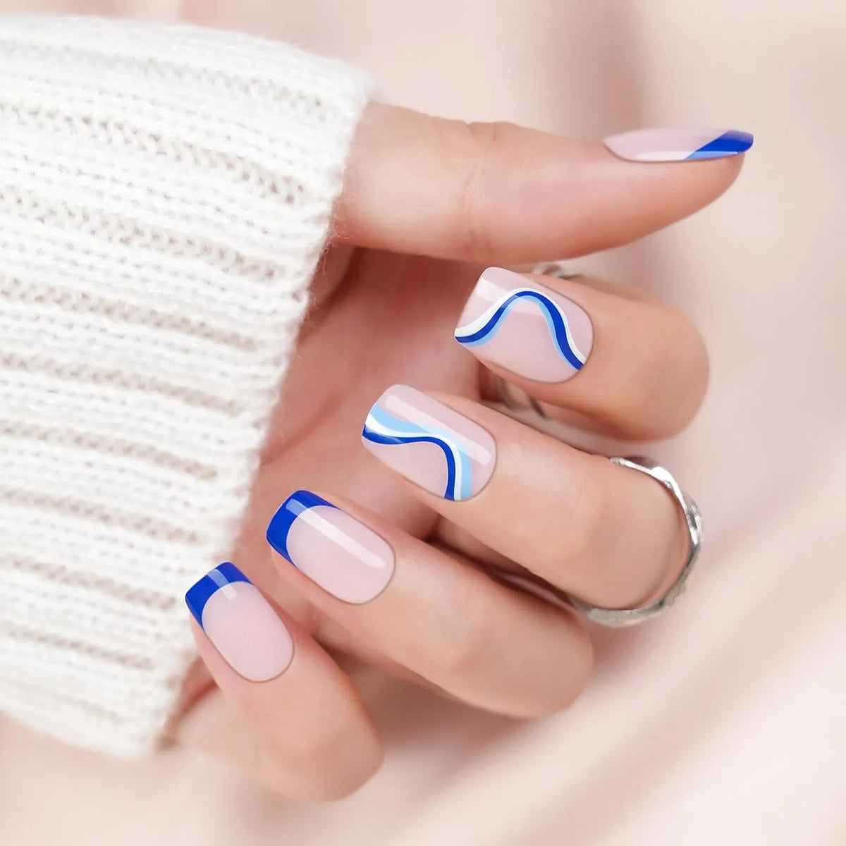 Pink Key Fashion Cushy Press-On Nails - Blue