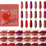 Linsbroths 18 Colors Capsule Lipstick Set - Silky Smooth Matte Mini Lipsticks (1.4g x 18 Pcs) - Buy Online in Pakistan at Cosmia.pk - pouch with all 18 capsule shades and lip swatches