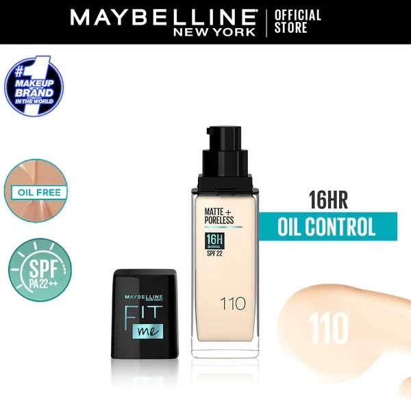 Maybelline New Fit Me Matte + Poreless Liquid Foundation Spf 22 - 30ml - Buy Online in Pakistan at Cosmia.pk