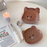 Mini Bear Shape Dish Plate - Pack Of 8 - Brown
