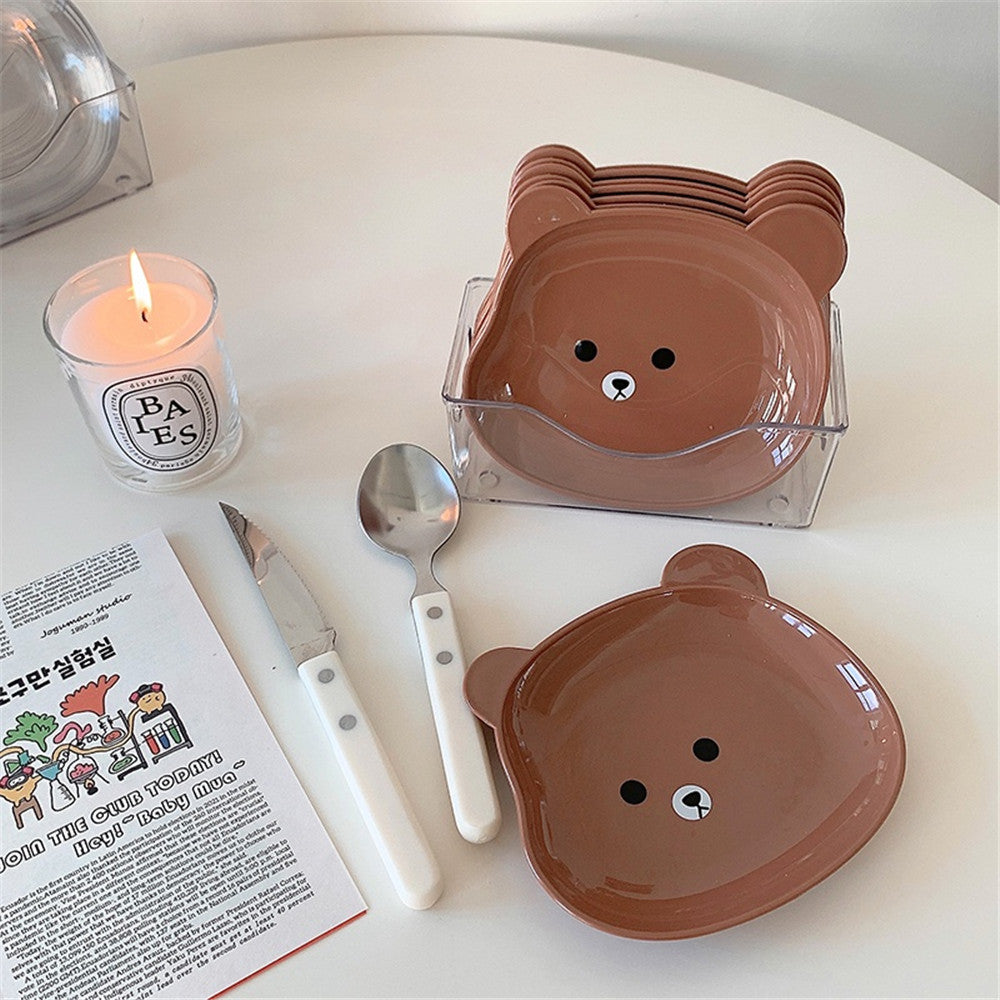 Mini Bear Shape Dish Plate - Pack Of 8 - Brown