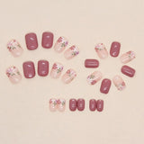 DoDo Lady Zhijian Romantic Press On Nails Set - 12Pcs - Rosy Mauve