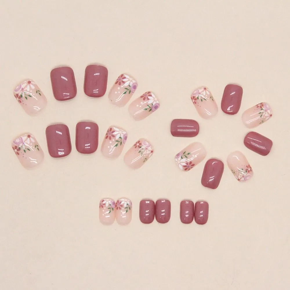 DoDo Lady Zhijian Romantic Press On Nails Set - 12Pcs - Rosy Mauve