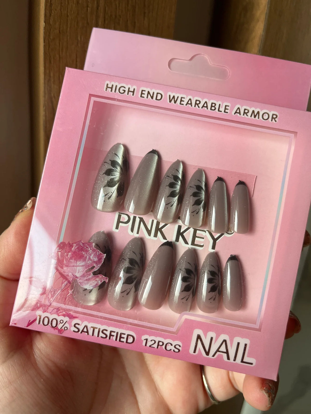 Pink Key Explosions Press-On Nails - Gray