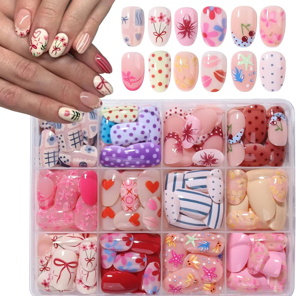 DoDo Lady Fingertip Aesthetic Revolution Press-On Nails Set - 12Pcs - Each Random