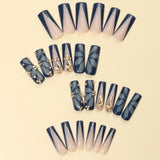 DoDo Lady Zhijian Romantic Press On Nails Set - 12Pcs - Deep Navy