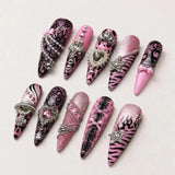 Pink Key Explosions Press-On Nails - Dark Pink