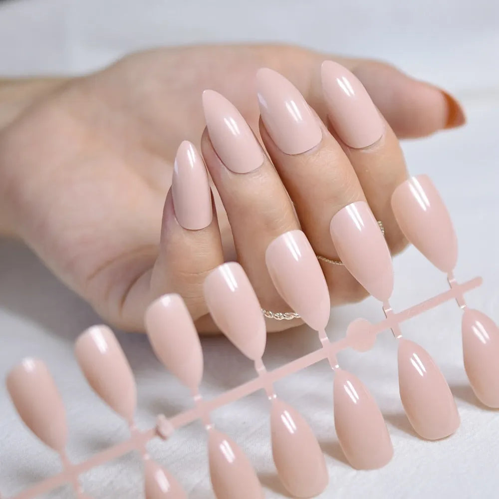 Pink Key Artificial Press-On Nails - Nude