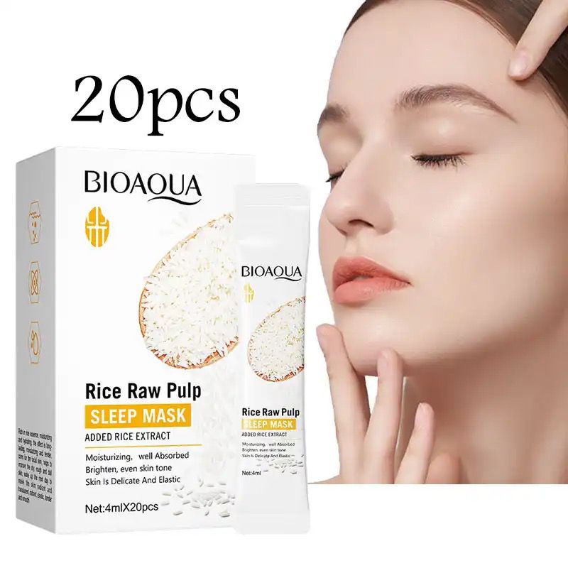 BIOAQUA Rice Raw Pulp Sleep Mask 4ml x 20pcs - Buy Online in Pakistan at Cosmia.pk