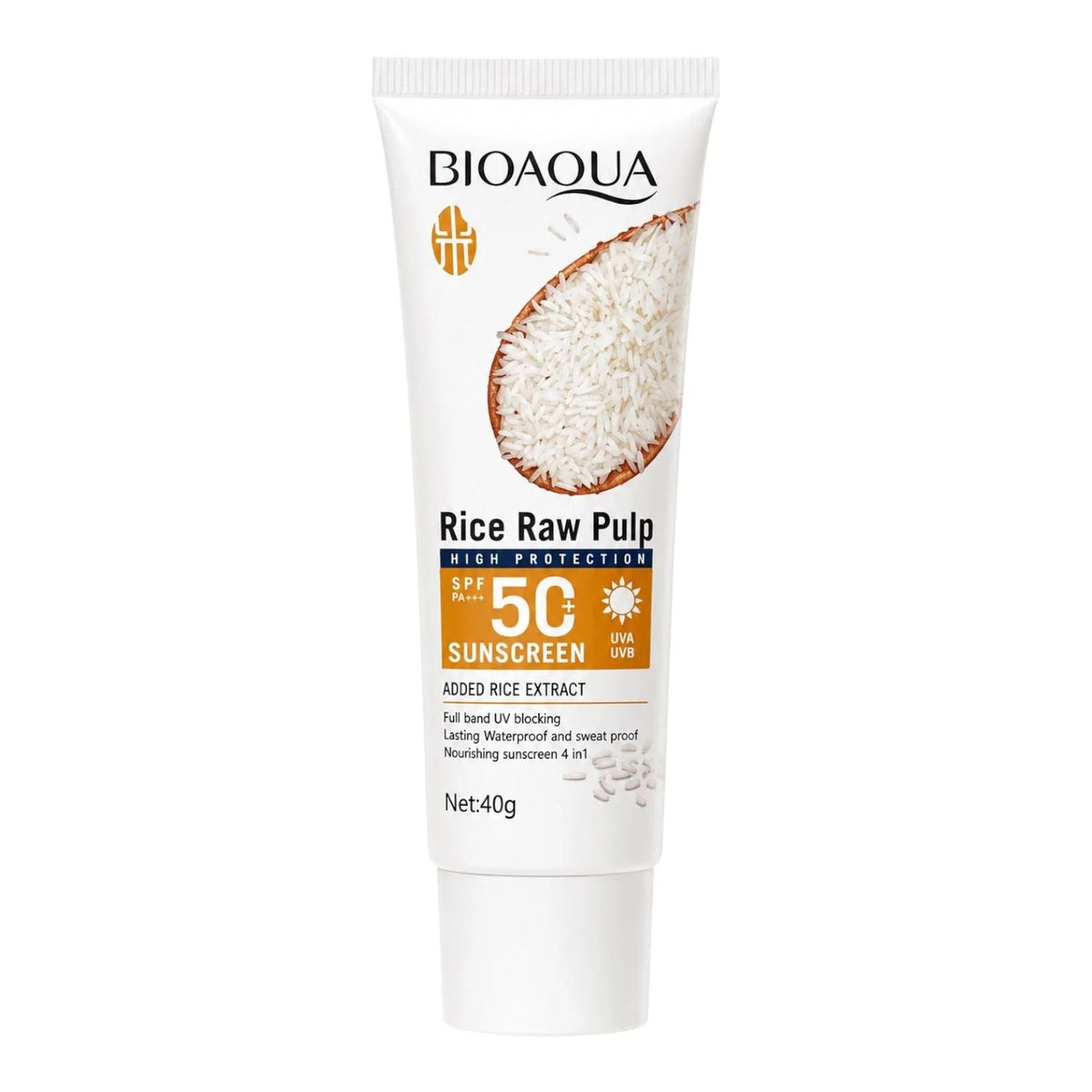 Bioaqua Rice Raw Pulp Sunscreen SPF50+ PA+++ 40g tube – from the 2-piece sunscreen set