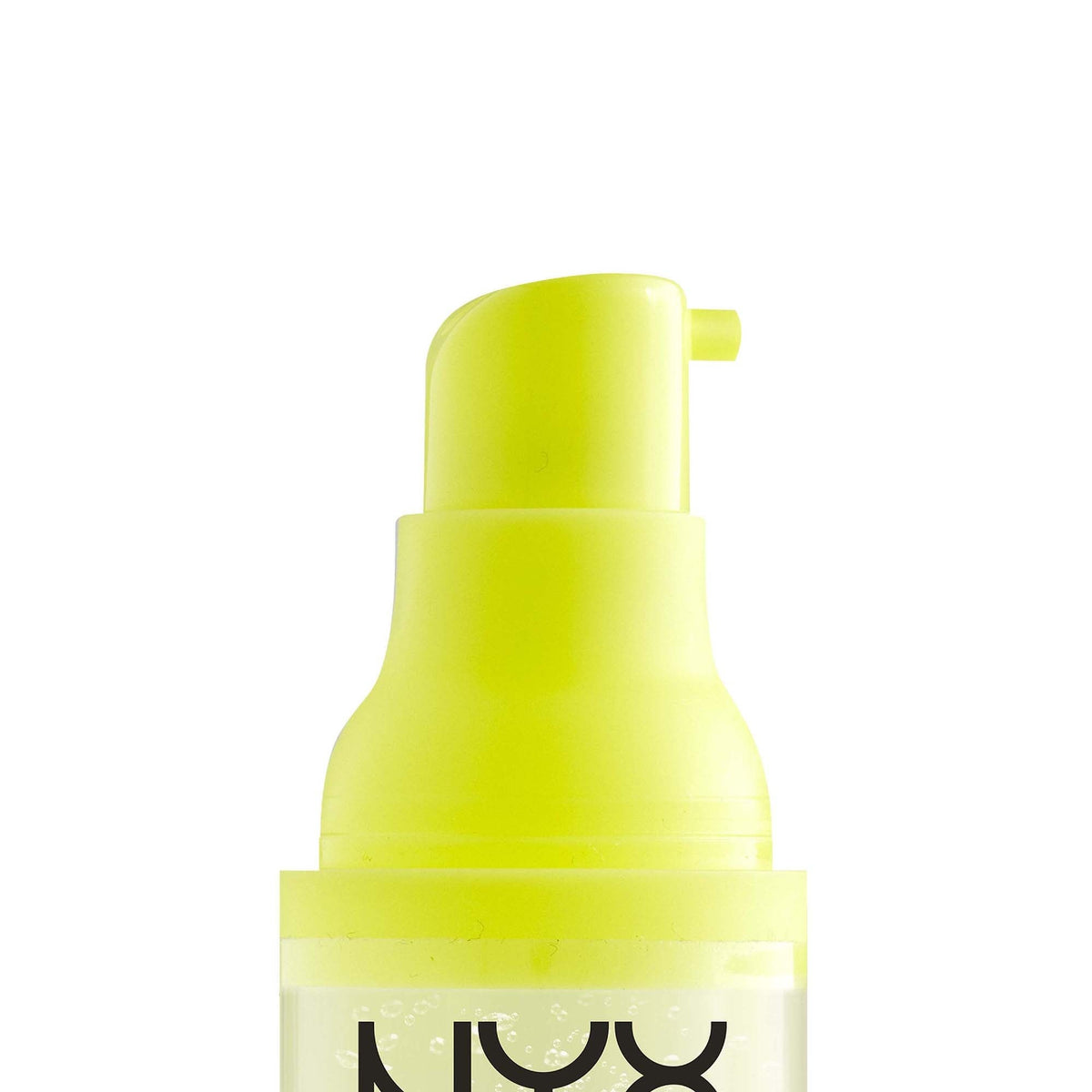 NYX Plump Right Back Plumping Serum and Primer bottle close-up with lime pump