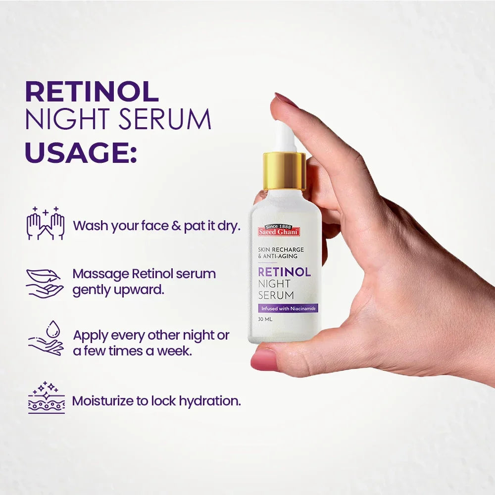 Saeed Ghani Retinol Skin Recharge &amp; Anti-Aging Night Serum - 30ml - Buy Online in Pakistan at Cosmia.pk