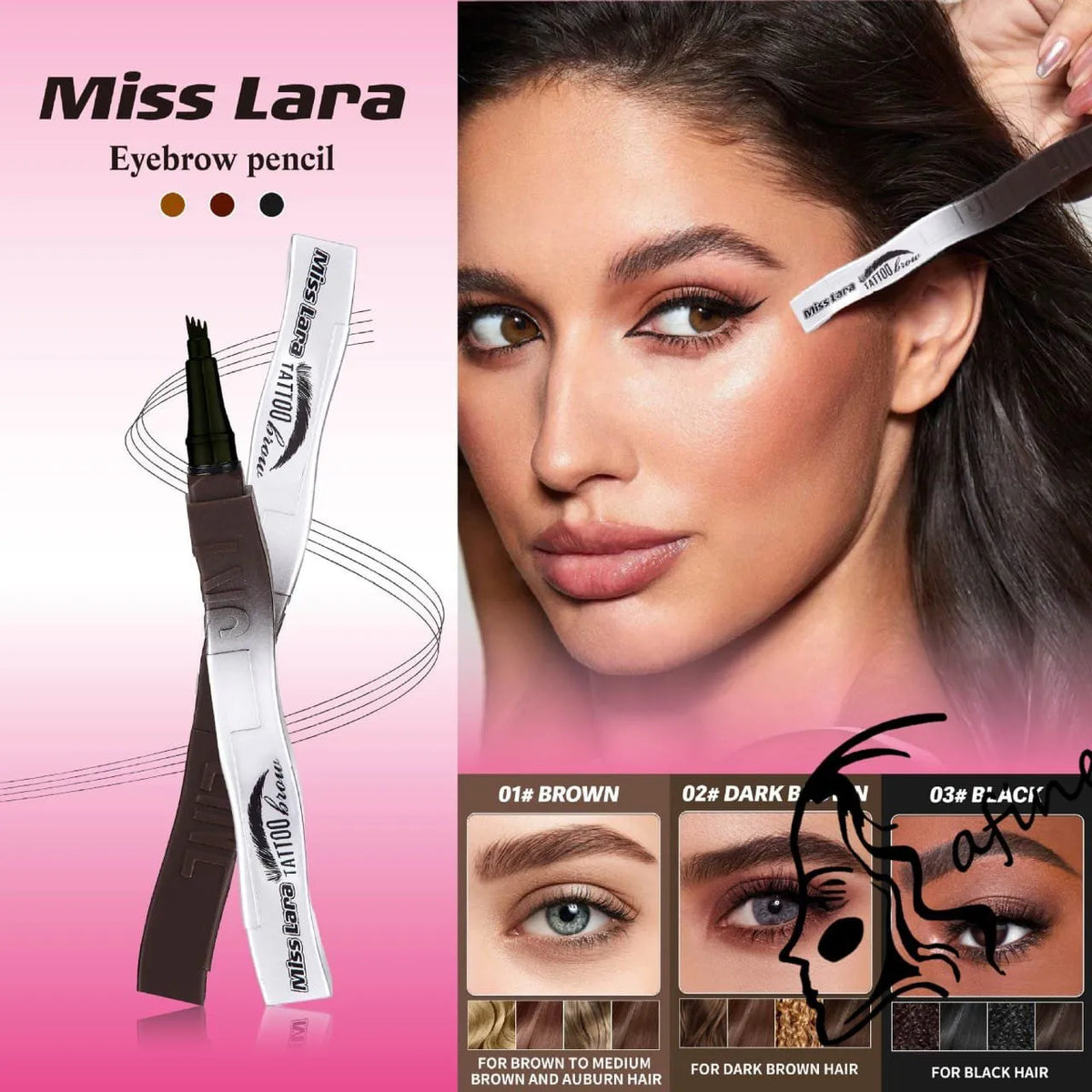 Miss Lara Double Headed Eyebrow Pencil - Brown