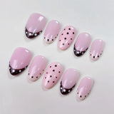 DoDo Lady Fashion Press On Gel Nails Set - 12Pcs - Pink Polka Dot
