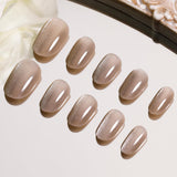 DoDo Lady Cat's Eye Press On Gel Nails - 12 Pcs - Beige