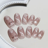 Romantic Myth Cat's Eye Fingertip Art Press-On Nails - Light Pink