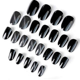 Romantic Myth Almond Cat's Eye Press-On Gel Nails Set - Black