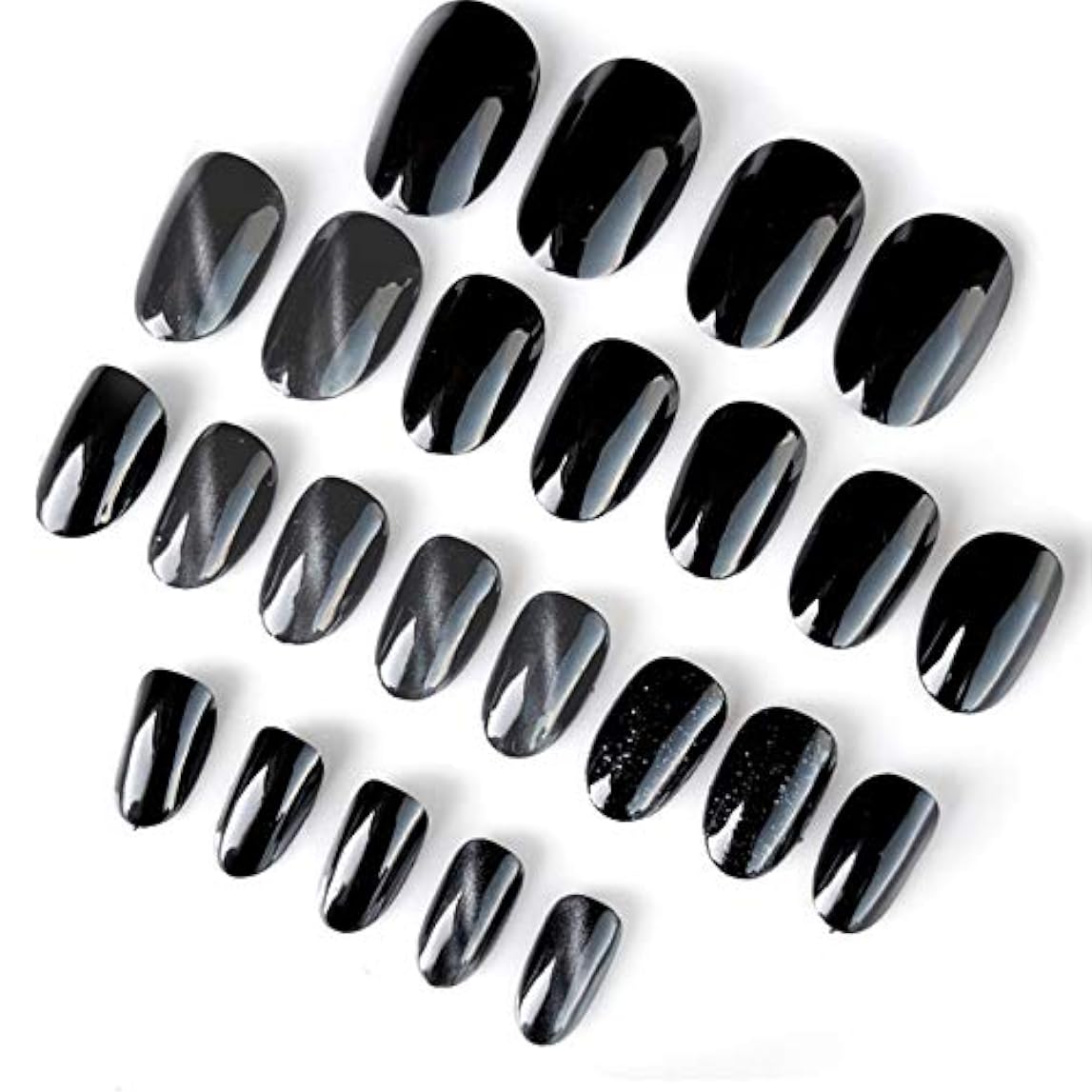 Romantic Myth Almond Cat's Eye Press-On Gel Nails Set - Black