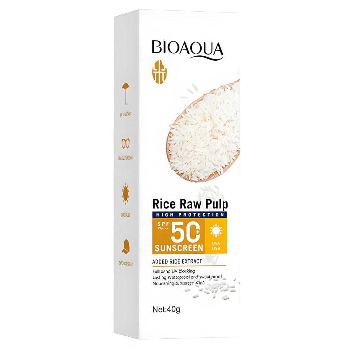 Bioaqua Rice Raw Pulp Sunscreen SPF50 40g box – from the 2-piece sunscreen set
