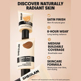 SHEGLAM Skin Sync Satin Foundation - satin finish, 8-hour wear, buildable coverage