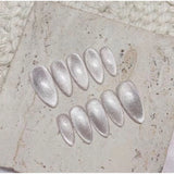 Romantic Myth Almond Cat's Eye Press-On Gel Nails Set - White