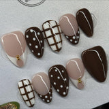 Romantic Myth French Tip Press-On Gel Nails - Dark Mocha