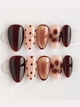 Romantic Myth French Tip Press-On Gel Nails - Cherry Brown