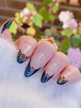 Romantic Myth French Tip Press-On Gel Nails - Midnight Black
