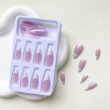 DoDo Lady Fashion Nail Art Press-On Set - 12Pcs - Lavender V-Tip