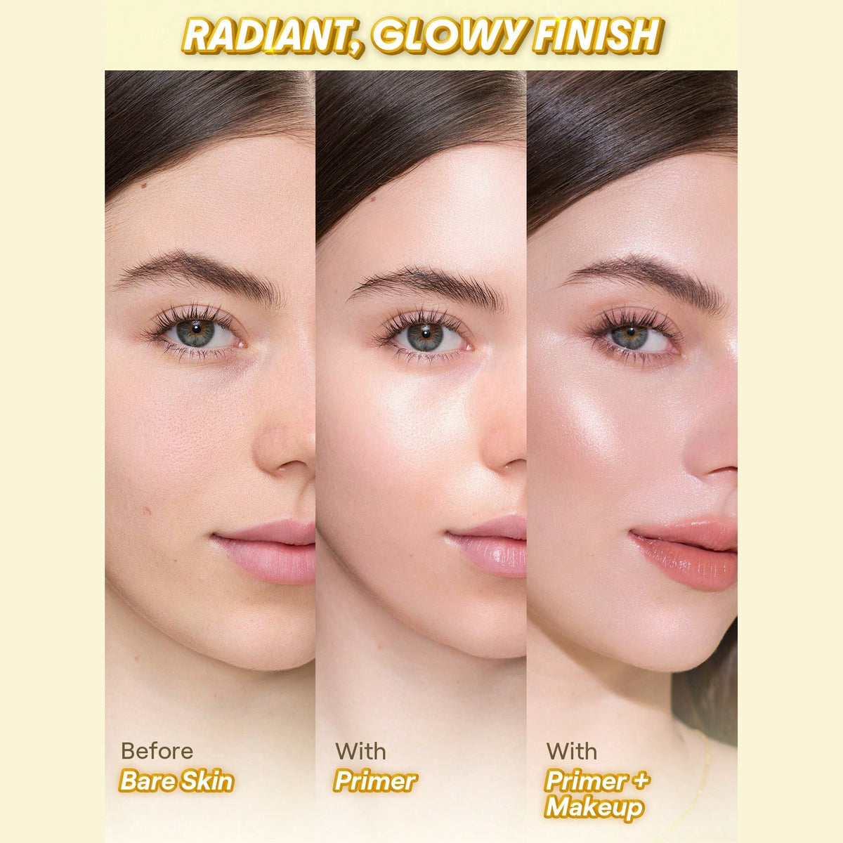 SHEGLAM Melt Touch Ultra-Hydrating Primer - radiant glowy finish before and after