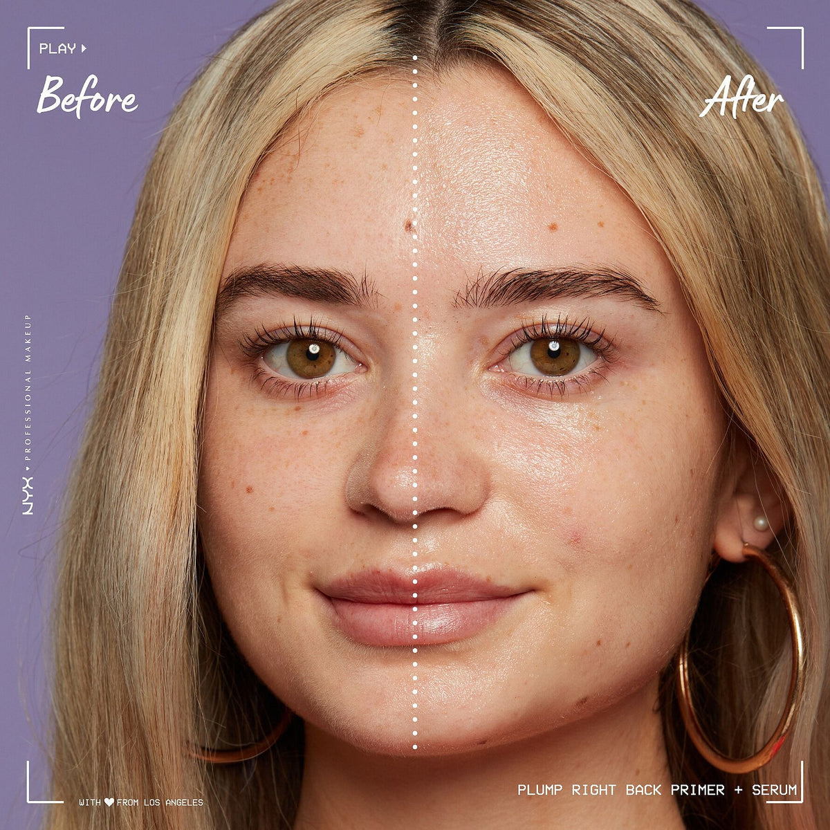 NYX Plump Right Back Plumping Serum and Primer before and after skin result