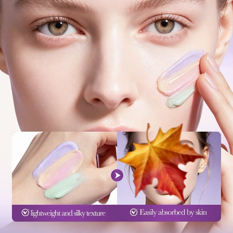 Bioaqua Four Color Rainbow Primer swatches lightweight silky texture