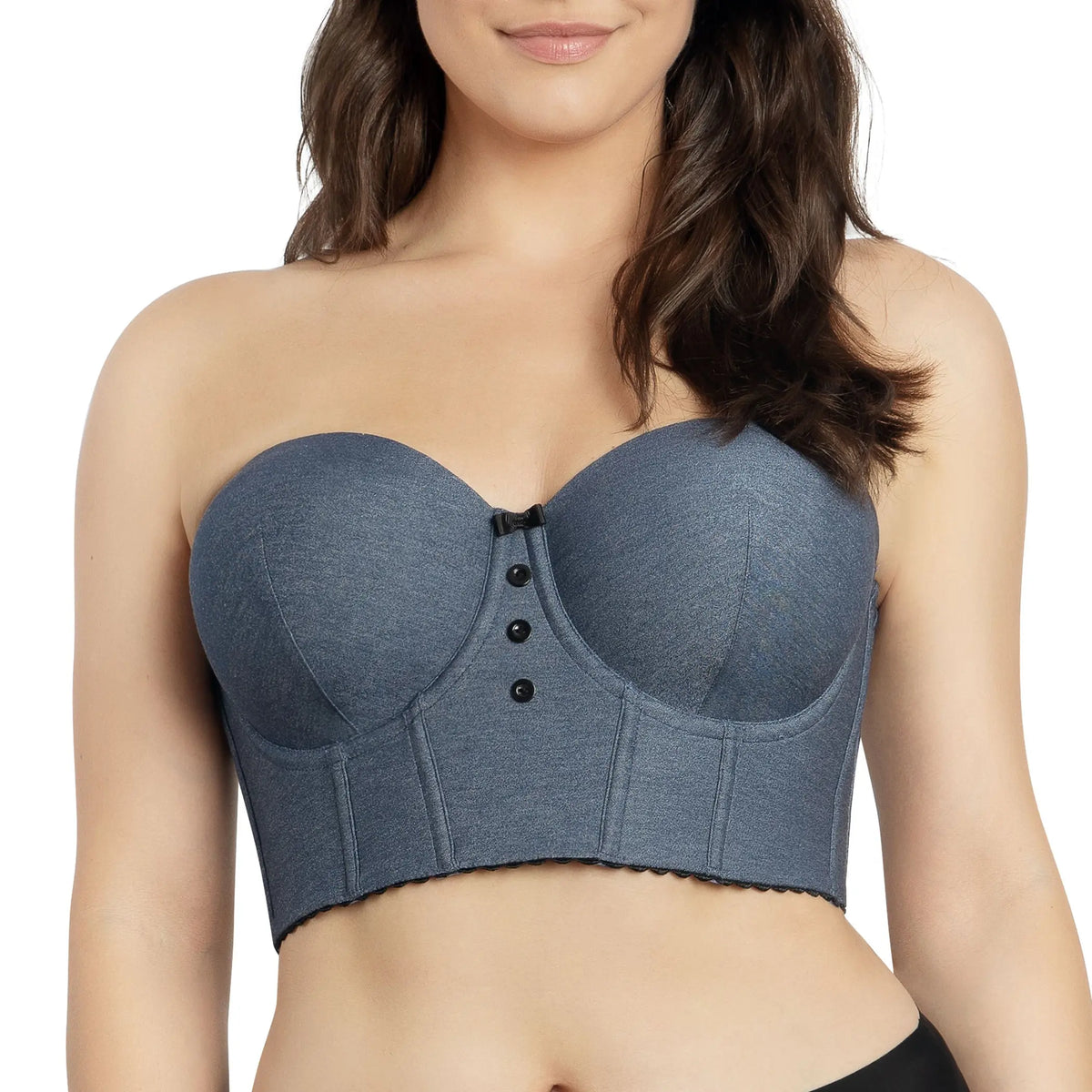 Double Layer Front Buckle Type Strapless Non Slip Small Chest - Blue / 36