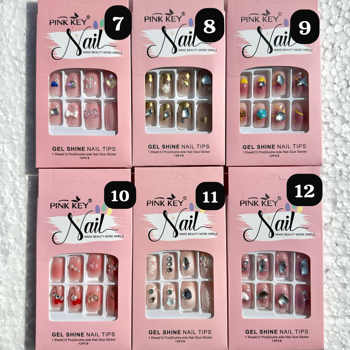 Pink Key Nails – Unlock Your Perfect Look - Pack of 6 (Shiny)