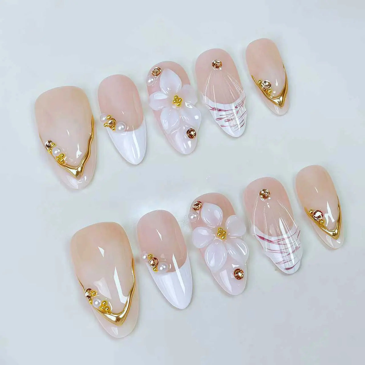 DoDo Lady Nail Art Fashion Press On Nails Set - 12Pcs - Milky Nude