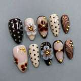 DoDo Lady Nail Art Fashion Press On Nails Set - 12Pcs - Smokey Brown