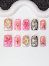 YY Kiss Luxury False Nail – 12Pcs Press On Nails - Rose Charm