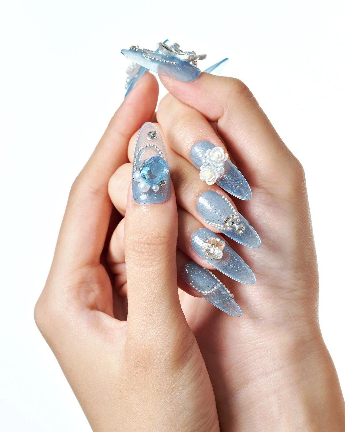Fashion 5D Rhinston Style Nails - Light Blue