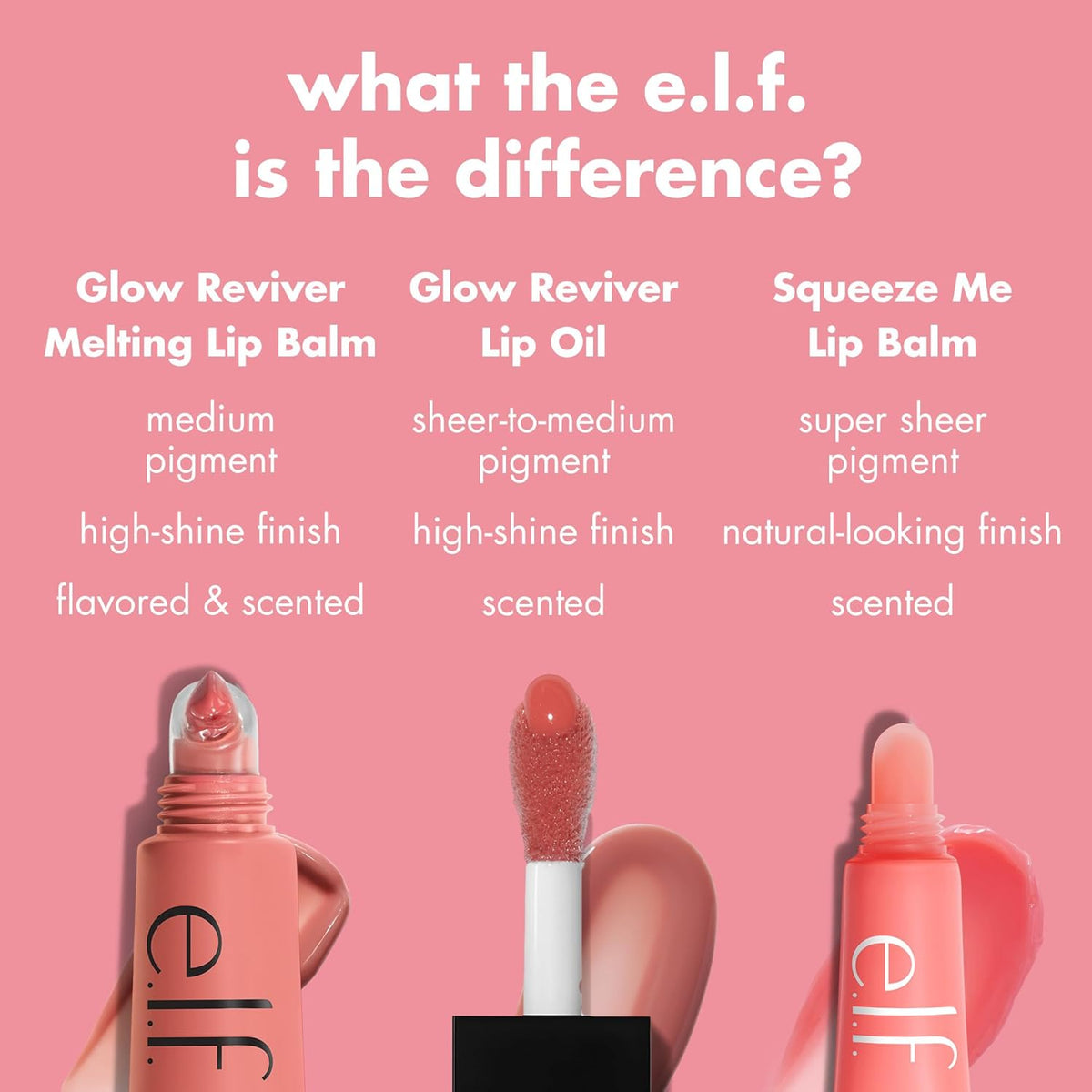 e.l.f. Glow Reviver Melting Lip Balm vs Lip Oil vs Squeeze Me Lip Balm - Cosmia.pk