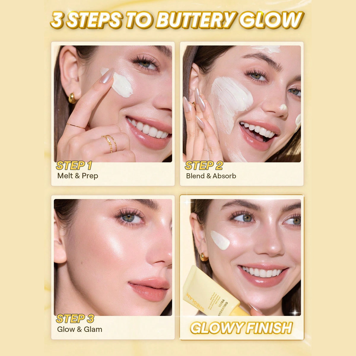 SHEGLAM Melt Touch Ultra-Hydrating Primer - how to apply in 3 steps
