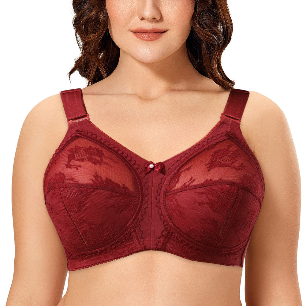 Sweet Printed Half Cup Seamless Push Up Bra - Maroon / 34