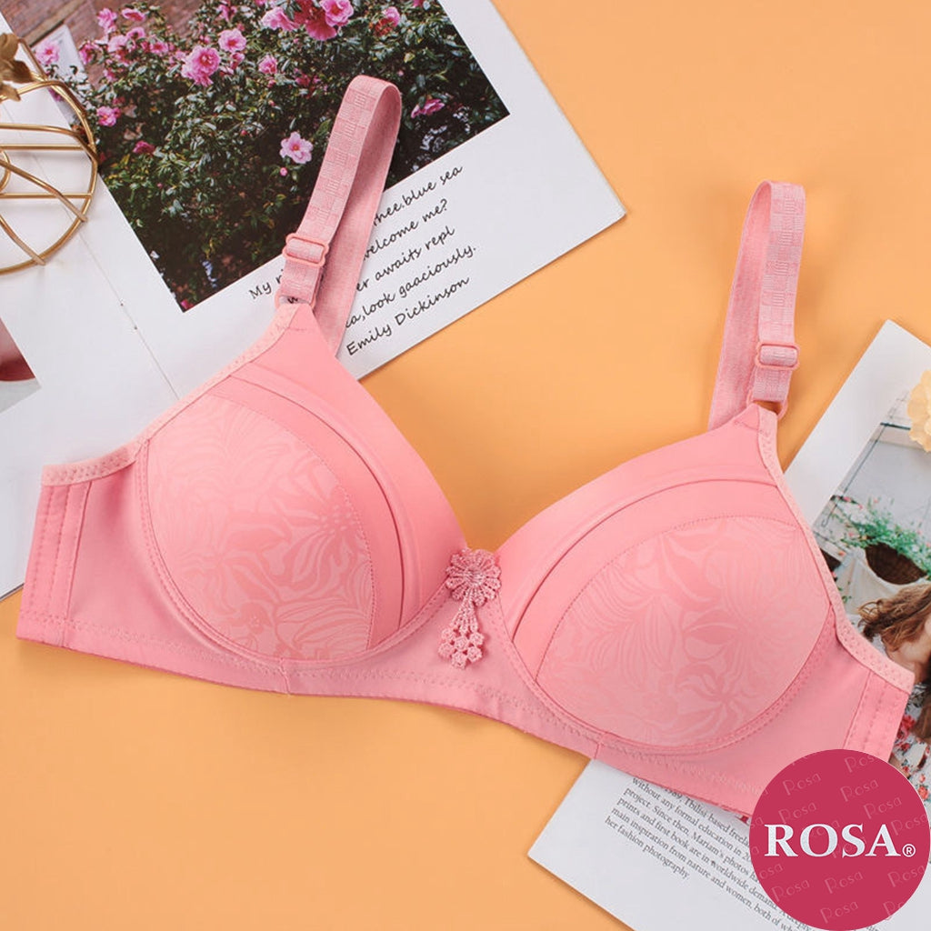 Sweet Printed Half Cup Seamless Push Up Bra - Pink / 36