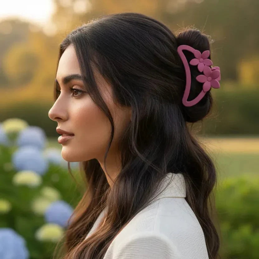 Colorful Matte Flower Hair Claw Clips - Buy Online in Pakistan at Cosmia.pk