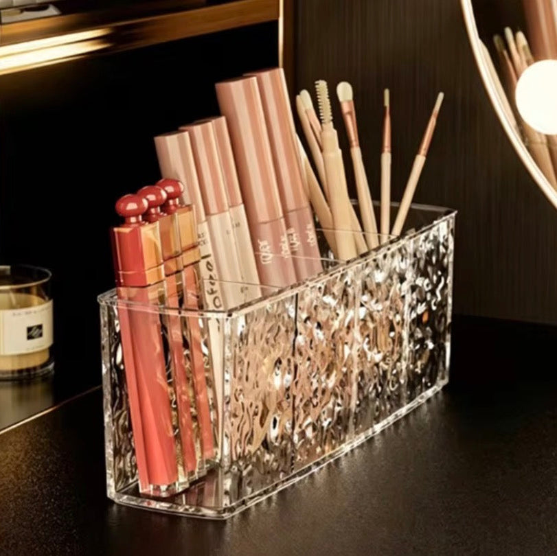 4 Grid Makeup Brush Pen Holder Multi Compartment Rippled Divided - Buy Online in Pakistan at Cosmia.pk